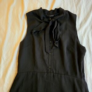 Banana Republic Black Sleeveless Bow Neck Button Front Midi Dress